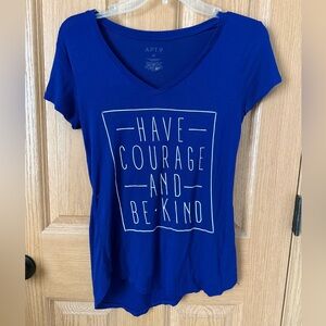 Apt. 9 Royal Blue V-Neck Graphic Tee - 'Have Courage and Be Kind'